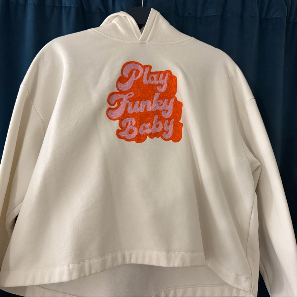 Maje Kids White Hoodie with Orange Play Funky Baby Design